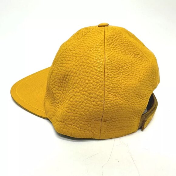 FENDI FXQ768 logo cap Leather yellow main image 4